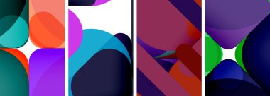 Duvar kağıdı, kartvizit, kapak, poster, afiş, broşür, başlık, web sitesi için renkli parlak geometrik soyut kompozisyonlar