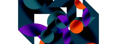 Duvarkağıdı, afiş, arkaplan veya iniş için gölgeli metal renk çemberleri ve diğer geometrik elementler