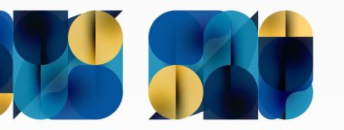 Çemberler ve yuvarlak şekiller geometrik arka planı en aza indirir. Duvar kağıdı, pankart, arkaplan veya iniş için şeffaf geometrik şekiller