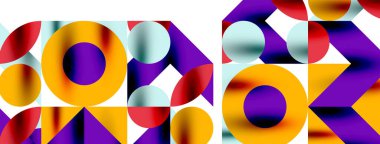 Duvarkağıdı, afiş, arkaplan veya iniş için gölgeli metal renk çemberleri ve diğer geometrik elementler