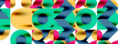 Duvarkağıdı, afiş, arkaplan veya iniş için gölgeli metal renk çemberleri ve diğer geometrik elementler