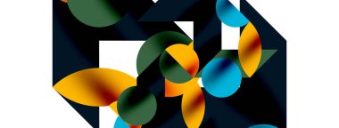 Duvarkağıdı, afiş, arkaplan veya iniş için gölgeli metal renk çemberleri ve diğer geometrik elementler