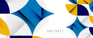 Beyaza asgari geometrik elementler. Yapraklar, yuvarlak üçgenler, yıldızlar.