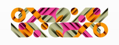 Çember ve çizgi geometrik arka plan. Duvar kağıdı, pankart, arkaplan ya da iniş için çapraz çizgileri olan yuvarlak şekiller