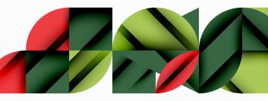 Çember, kare ve çiçek yapraklı geometrik arkaplan. Duvar kağıdı, pankart, arkaplan veya iniş için yuvarlak şekiller