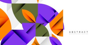 Beyaza asgari geometrik elementler. Yapraklar, yuvarlak üçgenler, yıldızlar.