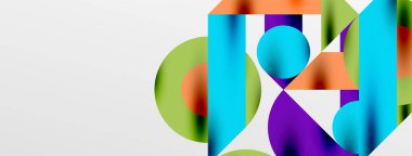 Daireler ve gölgeler. Renkli yuvarlak elementler, üçgenler, yarı daireler ve diğer şekiller. Duvar Kağıdı, Sancak, Arkaplan, Kart, Kitap İllüstrasyonu, İniş Sayfası