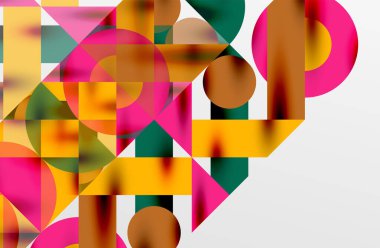 Daireler ve gölgeler. Renkli yuvarlak elementler, üçgenler, yarı daireler ve diğer şekiller. Duvar Kağıdı, Sancak, Arkaplan, Kart, Kitap İllüstrasyonu, İniş Sayfası