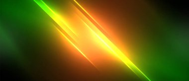 Neon dinamik köşegen ışık ışınları arka planı. Duvar kağıdı, bayrak, sunum, arkaplan için tekno dijital geometrik konsept tasarımı