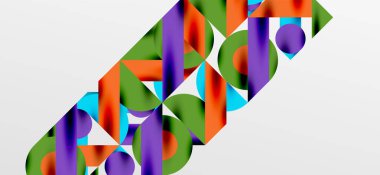 Daireler ve gölgeler. Renkli yuvarlak elementler, üçgenler, yarı daireler ve diğer şekiller. Duvar Kağıdı, Sancak, Arkaplan, Kart, Kitap İllüstrasyonu, İniş Sayfası