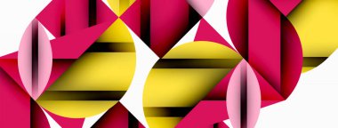 Çember, kare ve çiçek yapraklı geometrik arkaplan. Duvar kağıdı, pankart, arkaplan veya iniş için yuvarlak şekiller