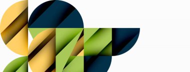 Çember, kare ve çiçek yapraklı geometrik arkaplan. Duvar kağıdı, pankart, arkaplan veya iniş için yuvarlak şekiller