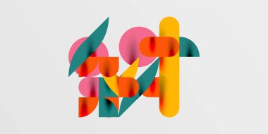 Daireler, yarı daireler, kareler ve yuvarlak şekiller mozaik tekno sanat eserleri. Duvar Kağıdı, Sancak, Arkaplan, Kart, Kitap İllüstrasyonu, İniş Sayfası