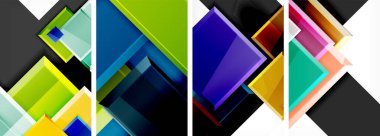 Duvar kağıdı, kartvizit, kapak, poster, afiş, broşür, başlık, web sitesi için renkli cam parlak kare kompozisyon afişi