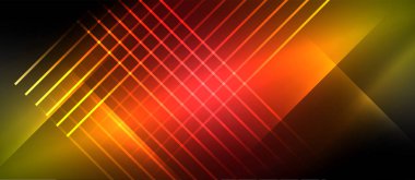 Neon dinamik köşegen ışık ışınları arka planı. Duvar kağıdı, bayrak, sunum, arkaplan için tekno dijital geometrik konsept tasarımı