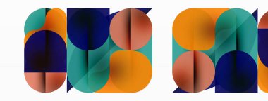 Çemberler ve yuvarlak şekiller geometrik arka planı en aza indirir. Duvar kağıdı, pankart, arkaplan veya iniş için şeffaf geometrik şekiller
