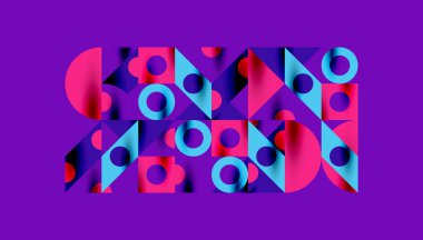 Renkli üçgenler kare geometrik tasarımı daire içine alır. Duvar kağıdı, afiş, arkaplan, kart, kitap illüstrasyonu, iniş sayfası için soyut arkaplan