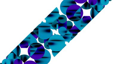 Renkli güzel daireler, yarı daireler, kareler ve yuvarlak üçgenler. Duvar kağıdı, afiş, arkaplan, kart, kitap illüstrasyonu, iniş sayfası için geometrik mozaik mozaik desen soyut arkaplan