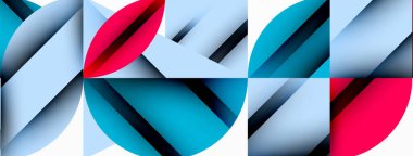 Çember, kare ve çiçek yapraklı geometrik arkaplan. Duvar kağıdı, pankart, arkaplan veya iniş için yuvarlak şekiller