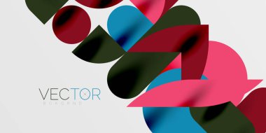 Daireler, yarı daireler, kareler ve yuvarlak şekiller mozaik tekno sanat eserleri. Duvar Kağıdı, Sancak, Arkaplan, Kart, Kitap İllüstrasyonu, İniş Sayfası