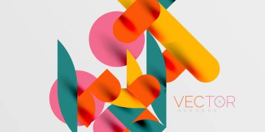 Daireler, yarı daireler, kareler ve yuvarlak şekiller mozaik tekno sanat eserleri. Duvar Kağıdı, Sancak, Arkaplan, Kart, Kitap İllüstrasyonu, İniş Sayfası