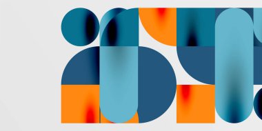 Daireler, yarı daireler, kareler ve yuvarlak şekiller mozaik tekno sanat eserleri. Duvar Kağıdı, Sancak, Arkaplan, Kart, Kitap İllüstrasyonu, İniş Sayfası