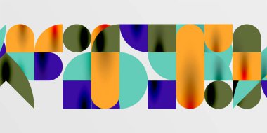 Daireler, yarı daireler, kareler ve yuvarlak şekiller mozaik tekno sanat eserleri. Duvar Kağıdı, Sancak, Arkaplan, Kart, Kitap İllüstrasyonu, İniş Sayfası