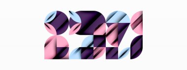 Çember, kare ve çiçek yapraklı geometrik arkaplan. Duvar kağıdı, pankart, arkaplan veya iniş için yuvarlak şekiller