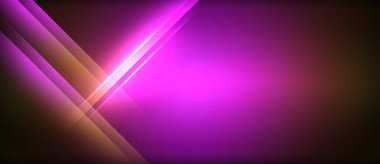 Neon parlayan daire ışınları, karanlıkta ışık saçan yuvarlak çizgiler, gezegen tarzı neon dalga çizgileri. Duvar kağıdı, afiş, arkaplan için enerji yüklü elektrik konsept tasarımı