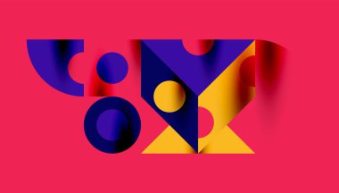 Renkli üçgenler kare geometrik tasarımı daire içine alır. Duvar kağıdı, afiş, arkaplan, kart, kitap illüstrasyonu, iniş sayfası için soyut arkaplan