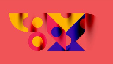 Renkli üçgenler kare geometrik tasarımı daire içine alır. Duvar kağıdı, afiş, arkaplan, kart, kitap illüstrasyonu, iniş sayfası için soyut arkaplan