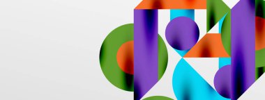 Daireler ve gölgeler. Renkli yuvarlak elementler, üçgenler, yarı daireler ve diğer şekiller. Duvar Kağıdı, Sancak, Arkaplan, Kart, Kitap İllüstrasyonu, İniş Sayfası