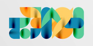 Daireler, yarı daireler, kareler ve yuvarlak şekiller mozaik tekno sanat eserleri. Duvar Kağıdı, Sancak, Arkaplan, Kart, Kitap İllüstrasyonu, İniş Sayfası