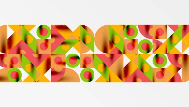 Renkli üçgenler kare geometrik tasarımı daire içine alır. Duvar kağıdı, afiş, arkaplan, kart, kitap illüstrasyonu, iniş sayfası için soyut arkaplan