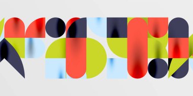 Daireler, yarı daireler, kareler ve yuvarlak şekiller mozaik tekno sanat eserleri. Duvar Kağıdı, Sancak, Arkaplan, Kart, Kitap İllüstrasyonu, İniş Sayfası