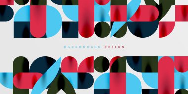 Daireler, yarı daireler, kareler ve yuvarlak şekiller mozaik tekno sanat eserleri. Duvar Kağıdı, Sancak, Arkaplan, Kart, Kitap İllüstrasyonu, İniş Sayfası