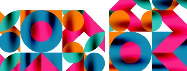 Duvarkağıdı, afiş, arkaplan veya iniş için gölgeli metal renk çemberleri ve diğer geometrik elementler