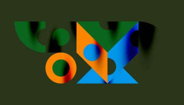 Renkli üçgenler kare geometrik tasarımı daire içine alır. Duvar kağıdı, afiş, arkaplan, kart, kitap illüstrasyonu, iniş sayfası için soyut arkaplan