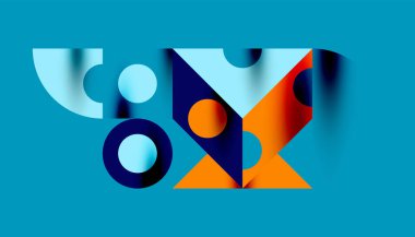 Renkli üçgenler kare geometrik tasarımı daire içine alır. Duvar kağıdı, afiş, arkaplan, kart, kitap illüstrasyonu, iniş sayfası için soyut arkaplan