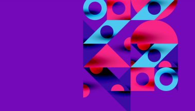 Renkli üçgenler kare geometrik tasarımı daire içine alır. Duvar kağıdı, afiş, arkaplan, kart, kitap illüstrasyonu, iniş sayfası için soyut arkaplan