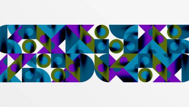 Renkli üçgenler kare geometrik tasarımı daire içine alır. Duvar kağıdı, afiş, arkaplan, kart, kitap illüstrasyonu, iniş sayfası için soyut arkaplan