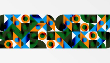 Renkli üçgenler kare geometrik tasarımı daire içine alır. Duvar kağıdı, afiş, arkaplan, kart, kitap illüstrasyonu, iniş sayfası için soyut arkaplan