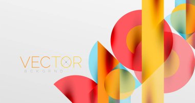 Daireler ve gölgeler. Renkli yuvarlak elementler, üçgenler, yarı daireler ve diğer şekiller. Duvar Kağıdı, Sancak, Arkaplan, Kart, Kitap İllüstrasyonu, İniş Sayfası