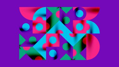 Renkli üçgenler kare geometrik tasarımı daire içine alır. Duvar kağıdı, afiş, arkaplan, kart, kitap illüstrasyonu, iniş sayfası için soyut arkaplan