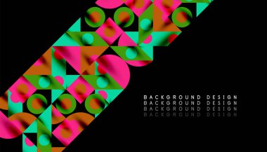 Renkli üçgenler kare geometrik tasarımı daire içine alır. Duvar kağıdı, afiş, arkaplan, kart, kitap illüstrasyonu, iniş sayfası için soyut arkaplan