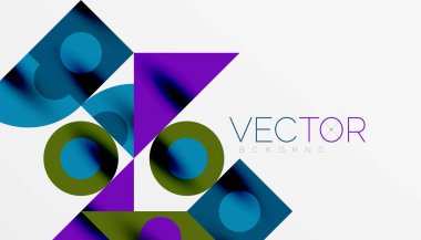 Renkli üçgenler kare geometrik tasarımı daire içine alır. Duvar kağıdı, afiş, arkaplan, kart, kitap illüstrasyonu, iniş sayfası için soyut arkaplan