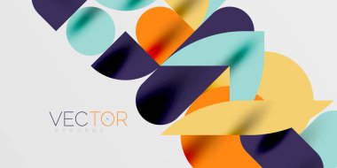 Daireler, yarı daireler, kareler ve yuvarlak şekiller mozaik tekno sanat eserleri. Duvar Kağıdı, Sancak, Arkaplan, Kart, Kitap İllüstrasyonu, İniş Sayfası