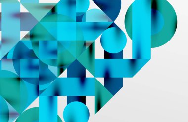 Daireler ve gölgeler. Renkli yuvarlak elementler, üçgenler, yarı daireler ve diğer şekiller. Duvar Kağıdı, Sancak, Arkaplan, Kart, Kitap İllüstrasyonu, İniş Sayfası