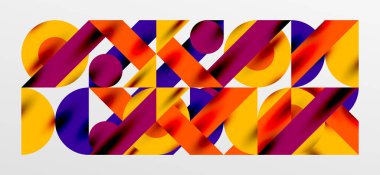 Daireler ve gölgeler. Renkli yuvarlak elementler, üçgenler, yarı daireler ve diğer şekiller. Duvar Kağıdı, Sancak, Arkaplan, Kart, Kitap İllüstrasyonu, İniş Sayfası