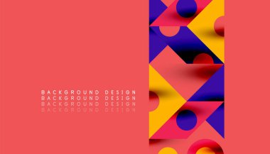 Renkli üçgenler kare geometrik tasarımı daire içine alır. Duvar kağıdı, afiş, arkaplan, kart, kitap illüstrasyonu, iniş sayfası için soyut arkaplan